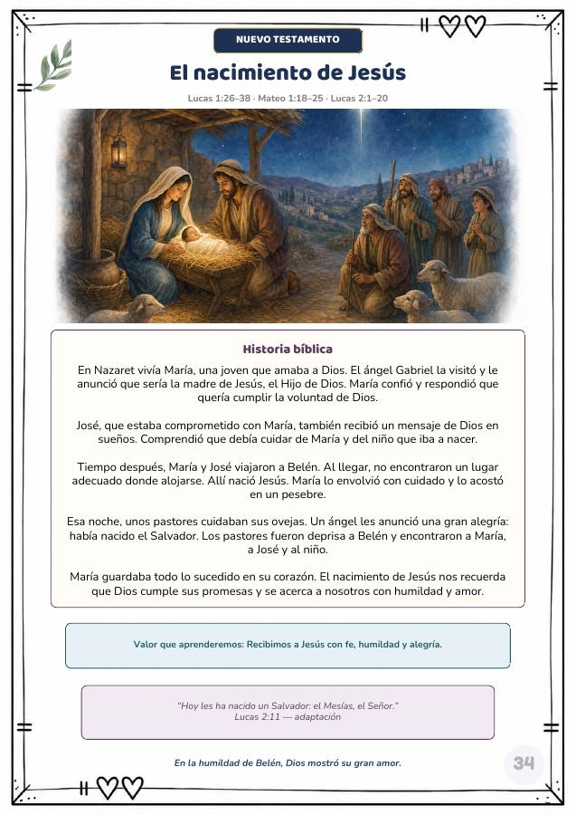 Página sobre el nacimiento de Jesús
